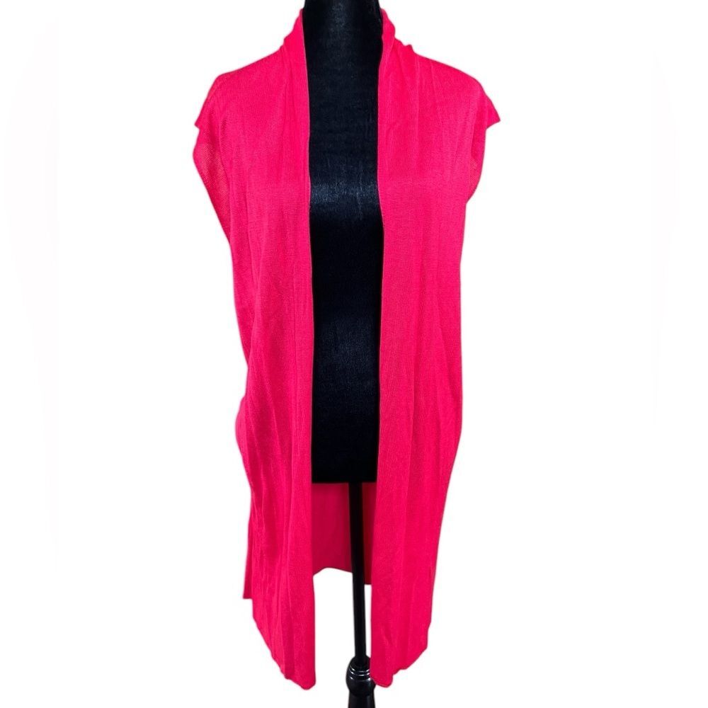 Lexi York 100% Bamboo Knit Long Vest Red One Size New with Tags